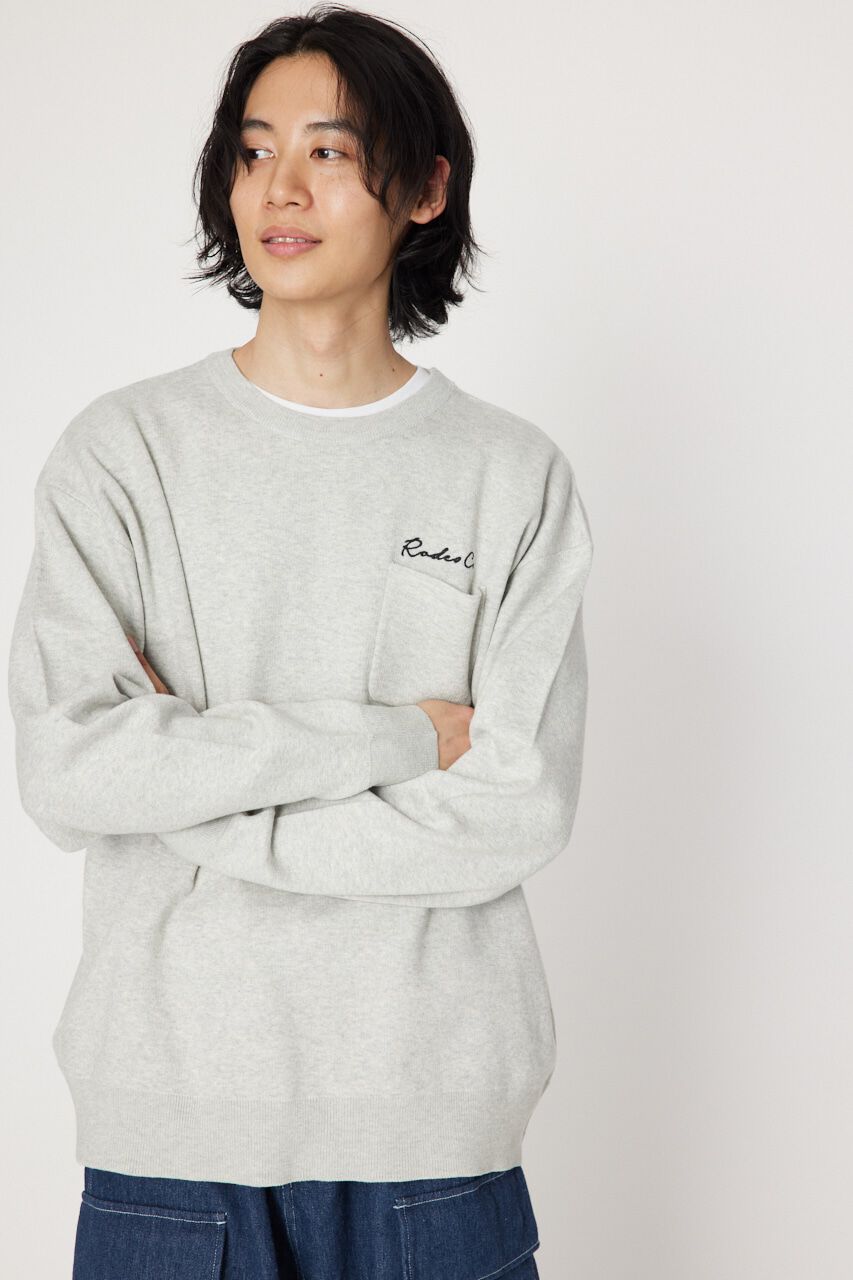 RODEO CROWNS「メンズ CROWN OG パッチニットトップス」|ニット・セーター|L/T.GRY1
