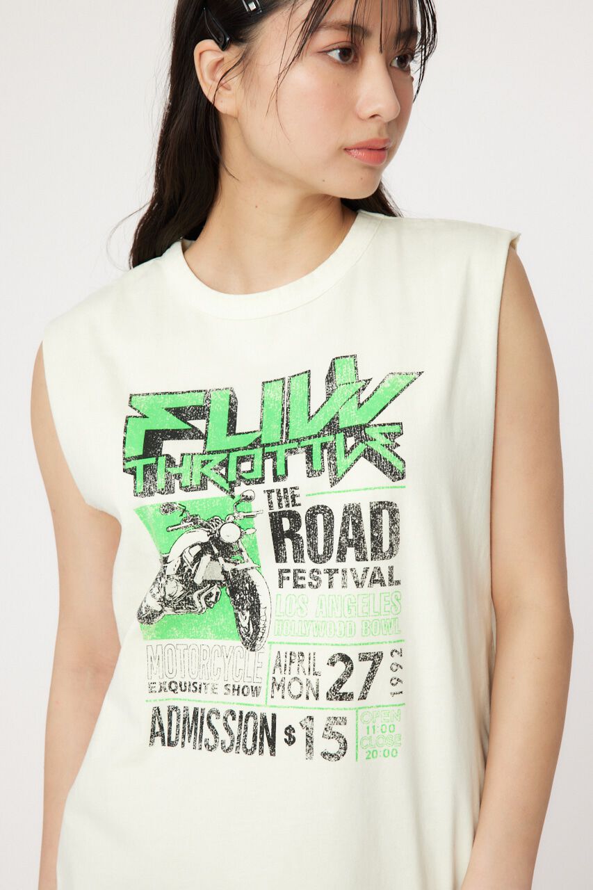 RODEO CROWNS「G/O FULLTHROTTLE ノースリーブTシャツ」|タンクトップ|O/WHT1