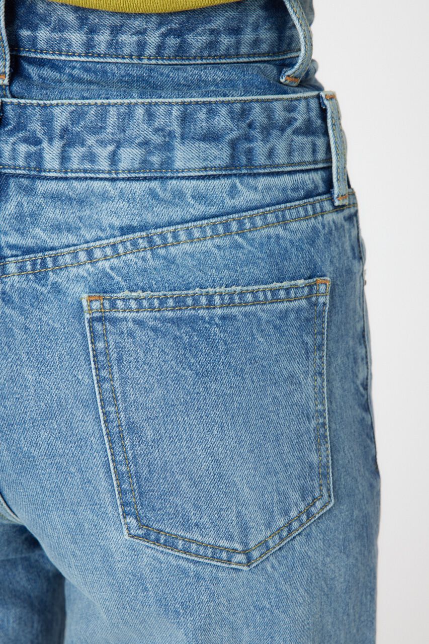 RODEO CROWNS「ダブルベルトウエストワイドパンツ」|デニム|