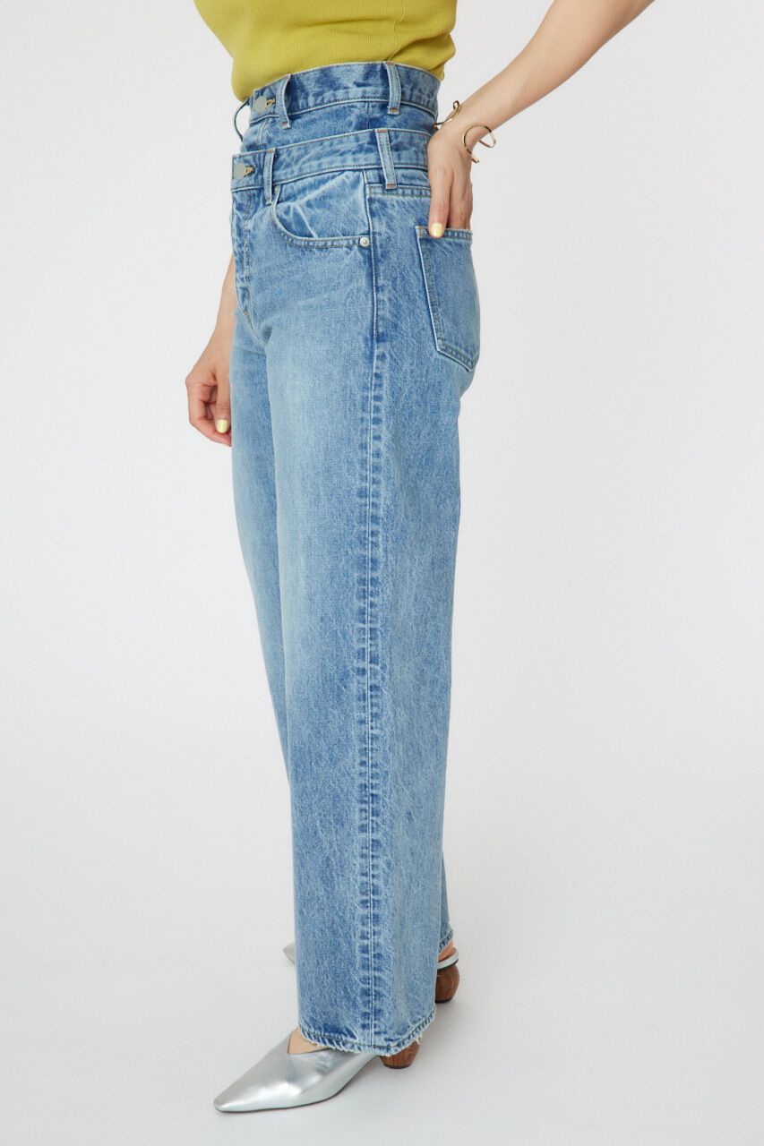 RODEO CROWNS「ダブルベルトウエストワイドパンツ」|デニム|