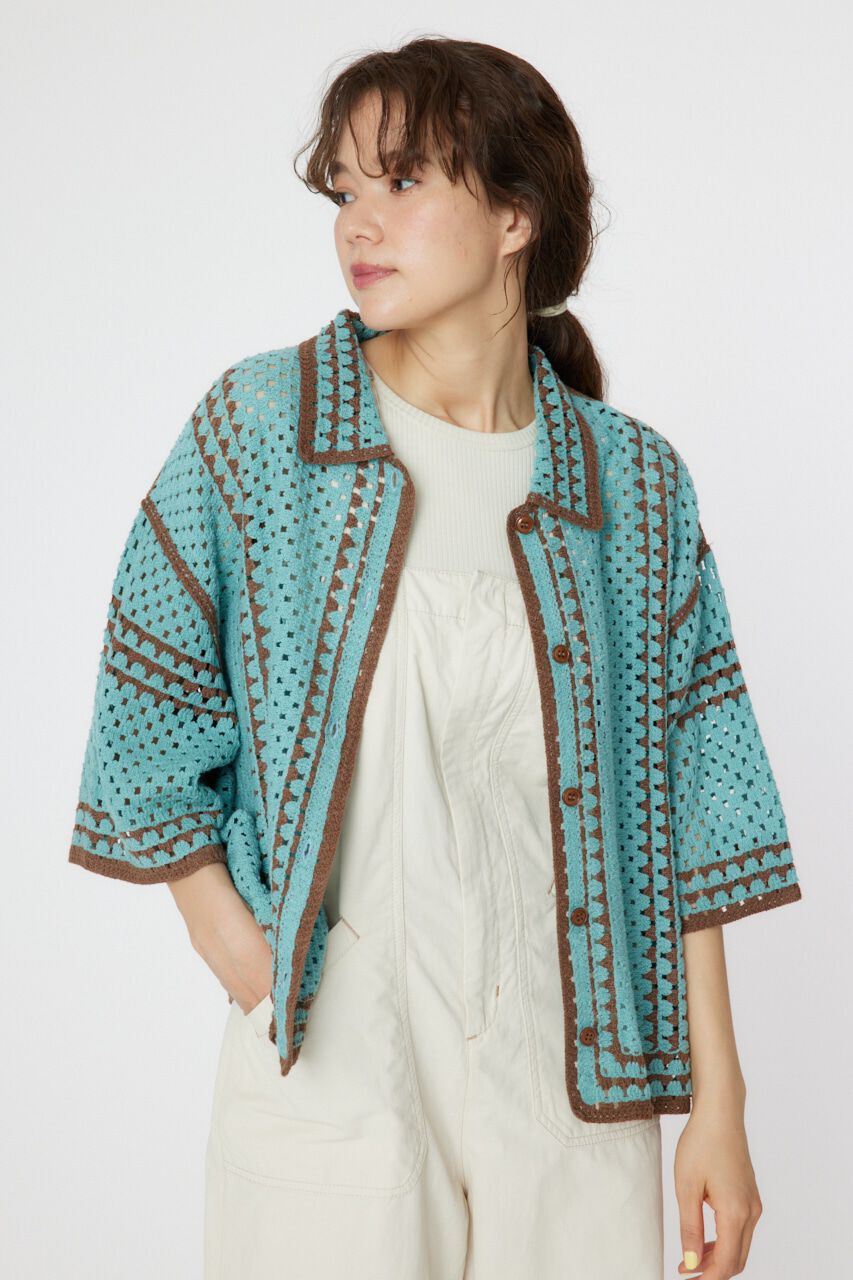 RODEO CROWNS「クロシェニットシャツ」|シャツ・ブラウス|柄SAX5