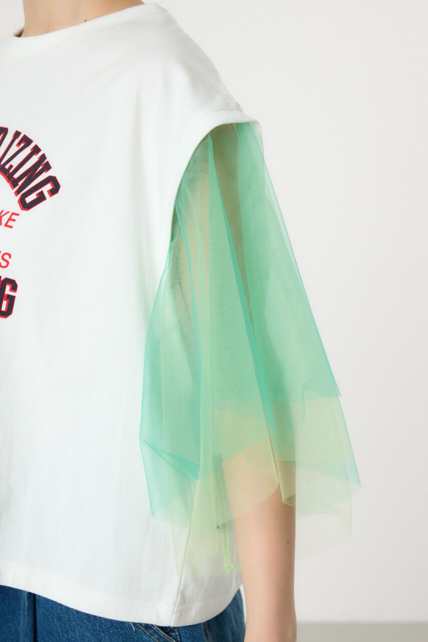 RODEO CROWNS「チュールスリーブカレッジTシャツ」|Tシャツ・カットソー|