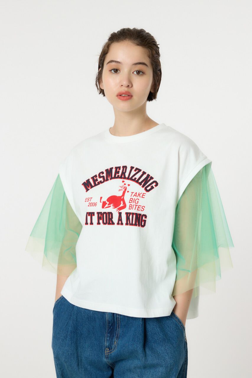 RODEO CROWNS「チュールスリーブカレッジTシャツ」|Tシャツ・カットソー|