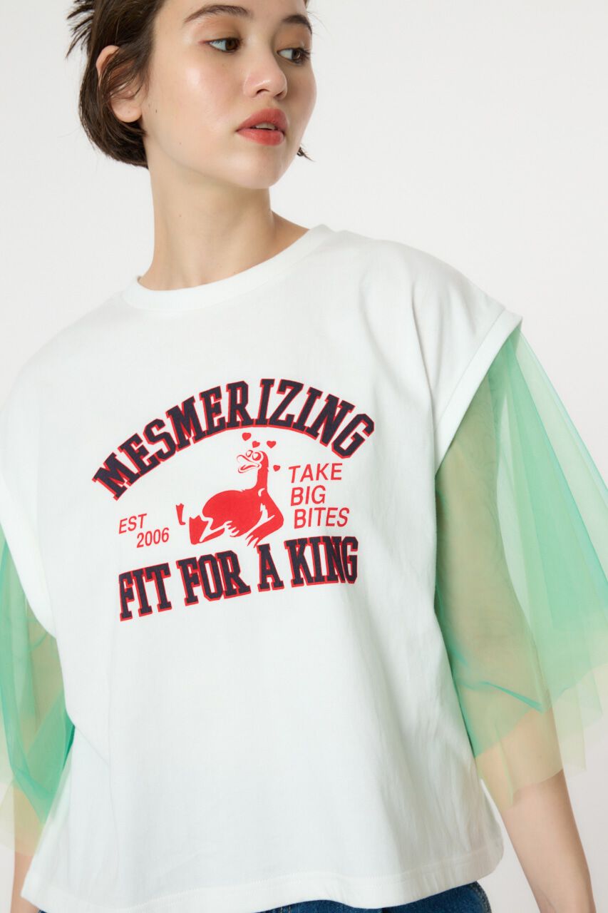 RODEO CROWNS「チュールスリーブカレッジTシャツ」|Tシャツ・カットソー|