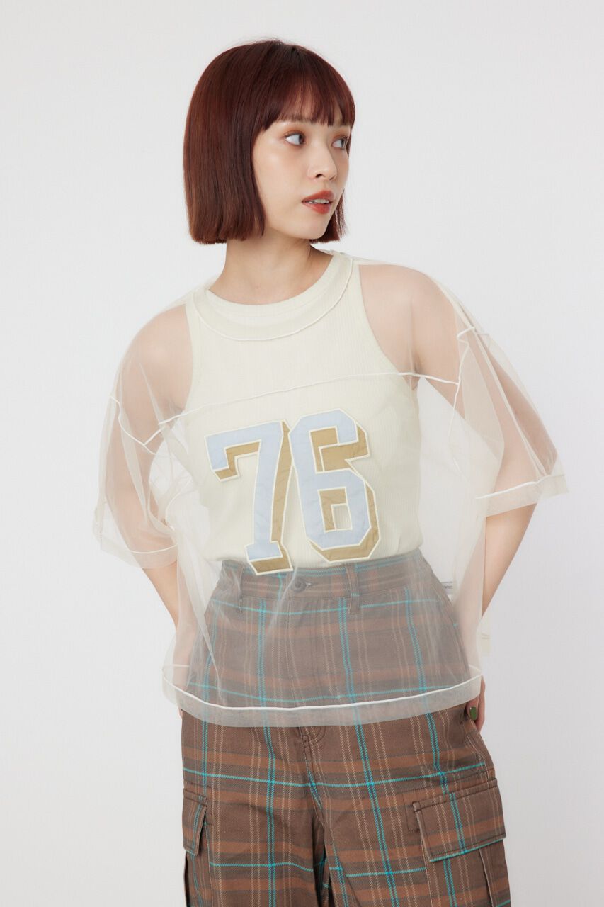 RODEO CROWNS「ミリタリーナンバリングシアートップス」|シャツ・ブラウス|O/WHT1