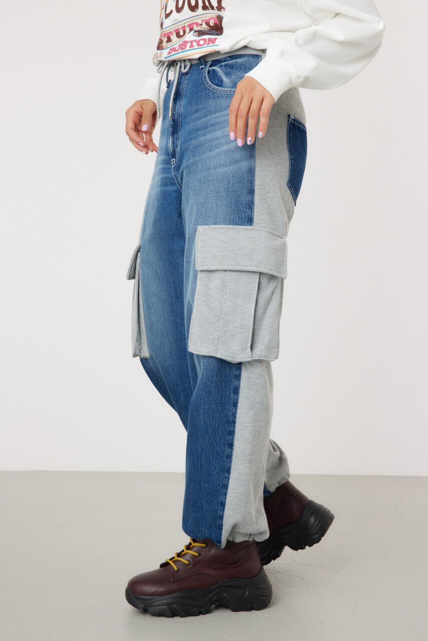 RODEO CROWNS「デニムコンビカーゴパンツ」|デニム|