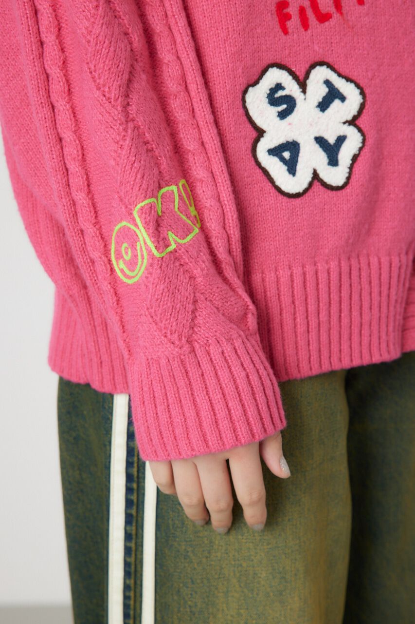 RODEO CROWNS「EMB MOTIFSケーブルカーディガン」|カーディガン|