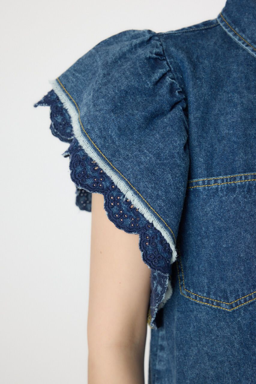 RODEO CROWNS「フリルレース デニムシャツ」|シャツ・ブラウス|