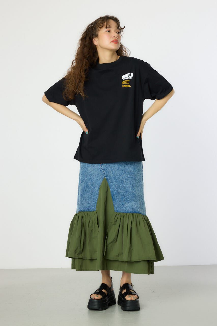 RODEO CROWNS「Overlap デニムアップリケTシャツ」|Tシャツ・カットソー|