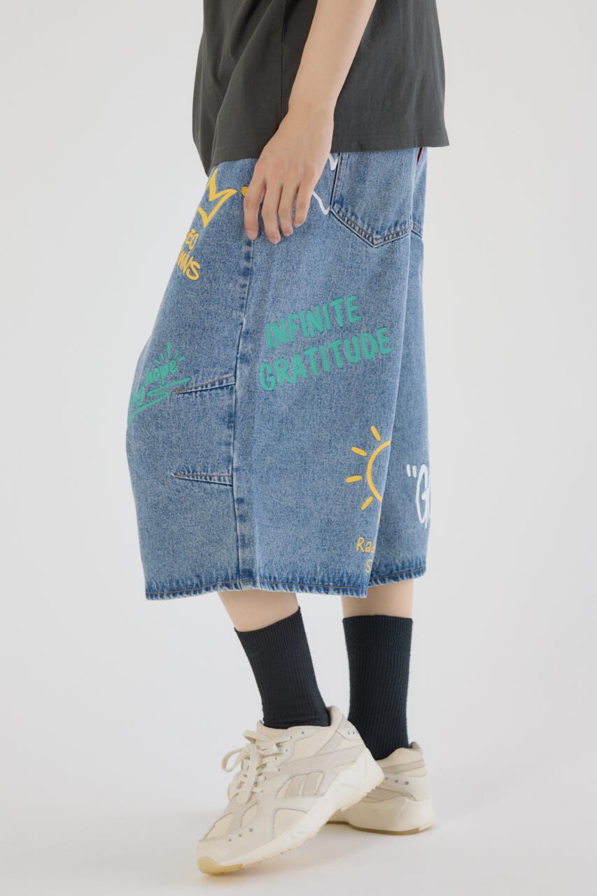 RODEO CROWNS「ラクガキバミューダデニムパンツ」|デニム|