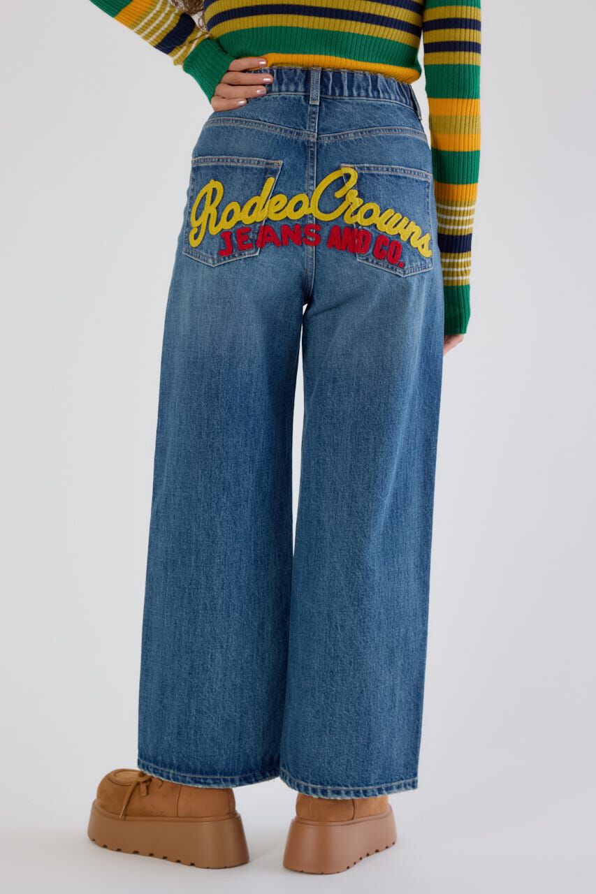RODEO CROWNS「HIP EMB LOOSE DENIM」|デニム|柄BLU5