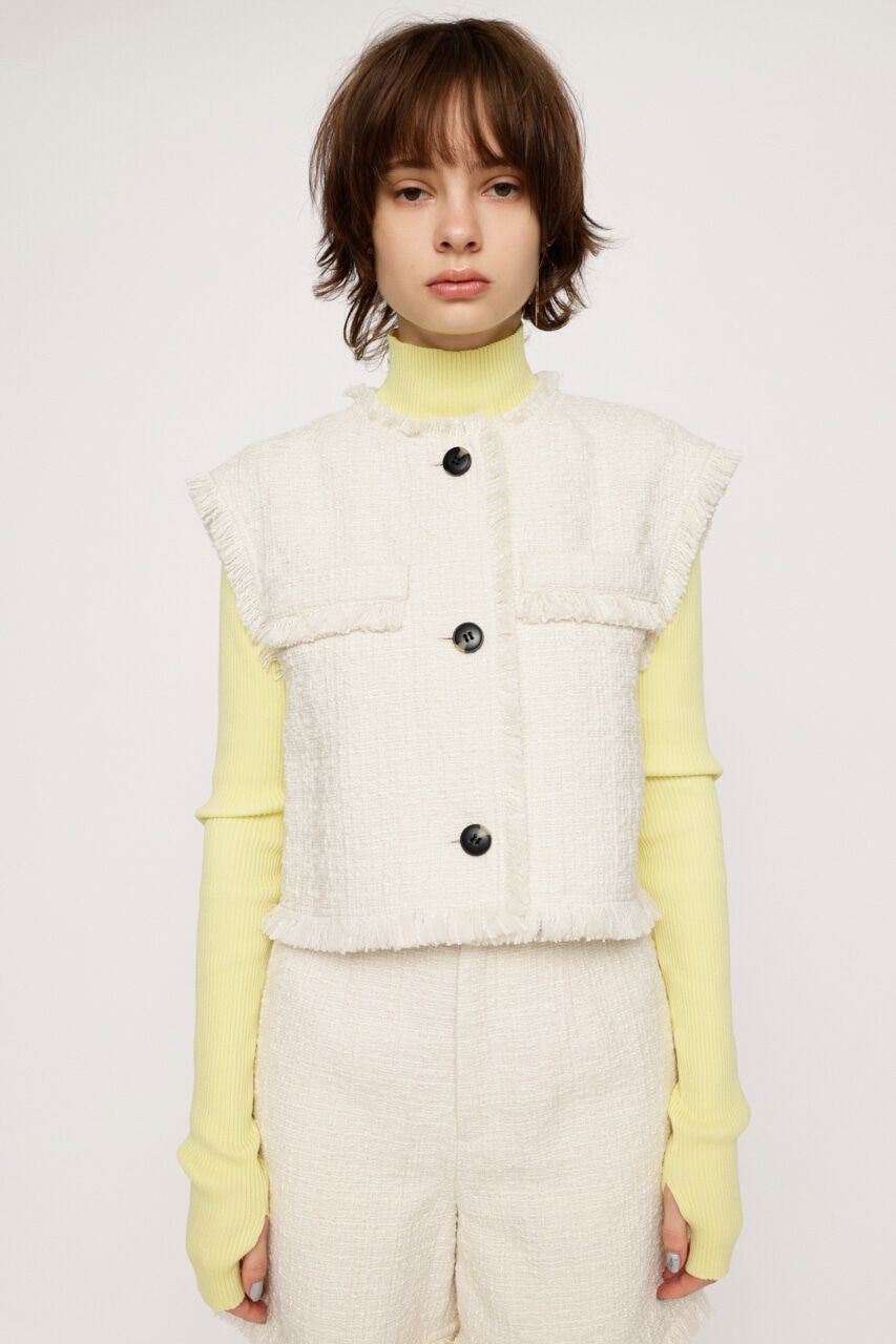 SLY「FRINGE TWEED ベスト」|ダウンベスト・ベスト|