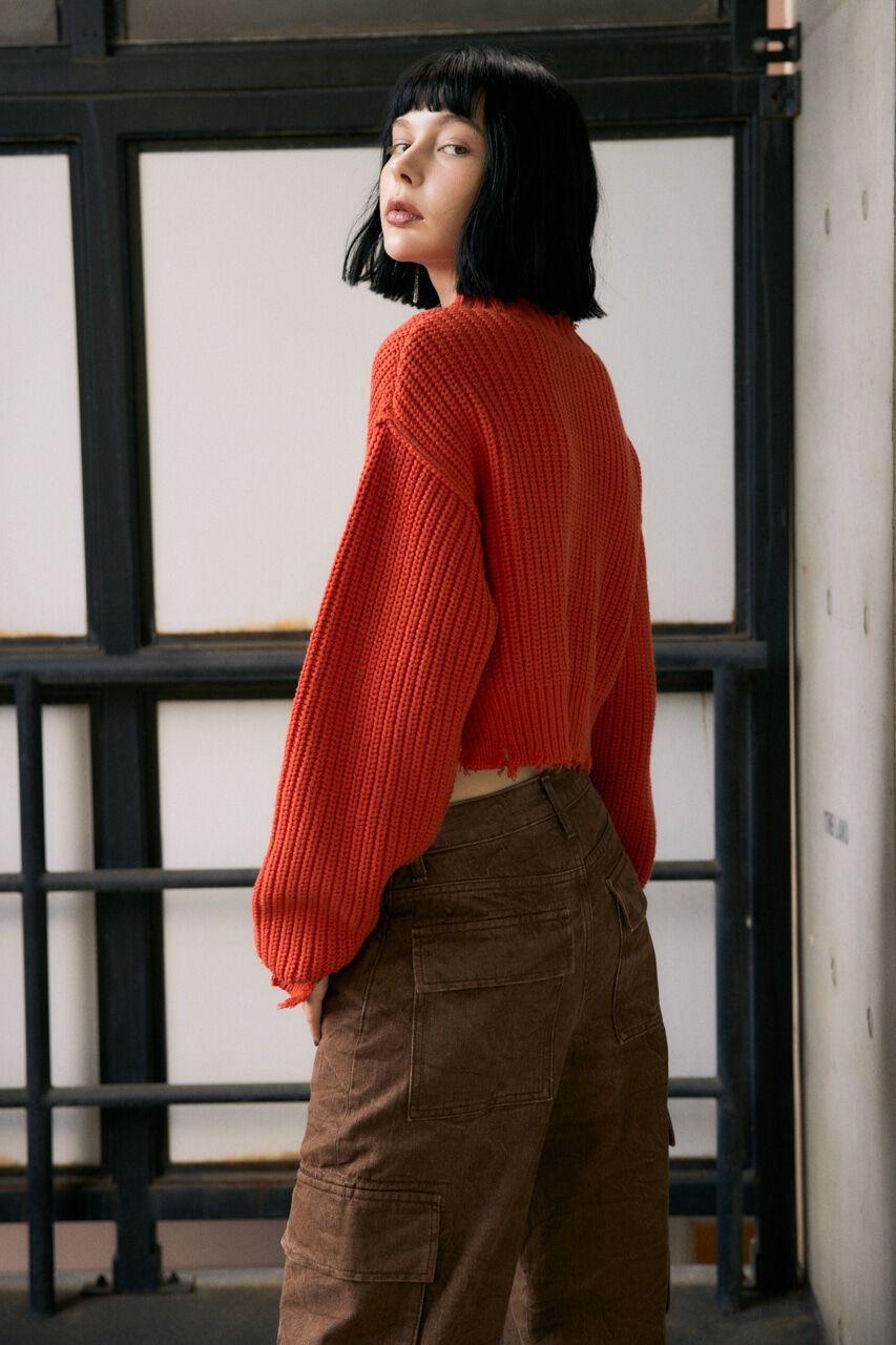 SLY「DAMAGE CROPPED KNIT トップス」|ニット・セーター|