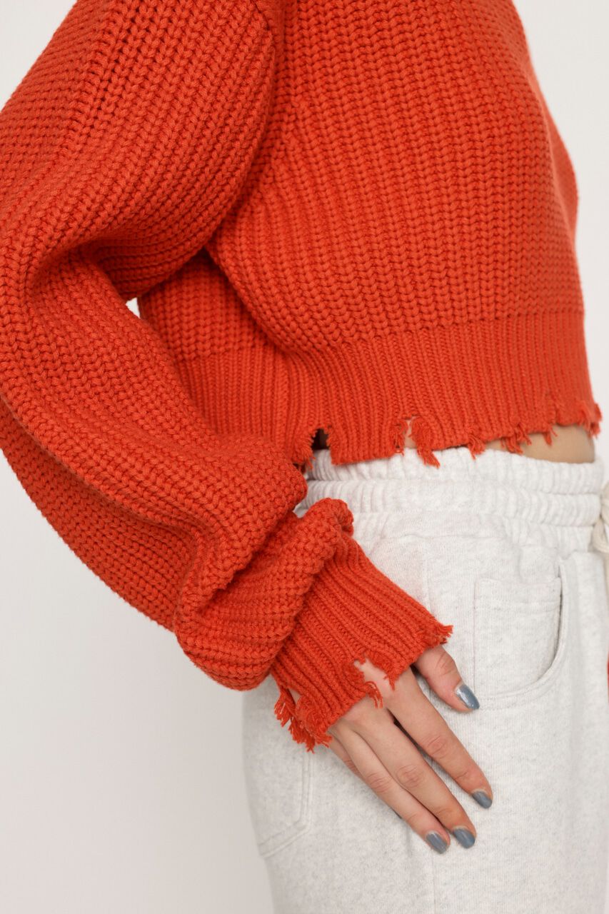 SLY「DAMAGE CROPPED KNIT トップス」|ニット・セーター|