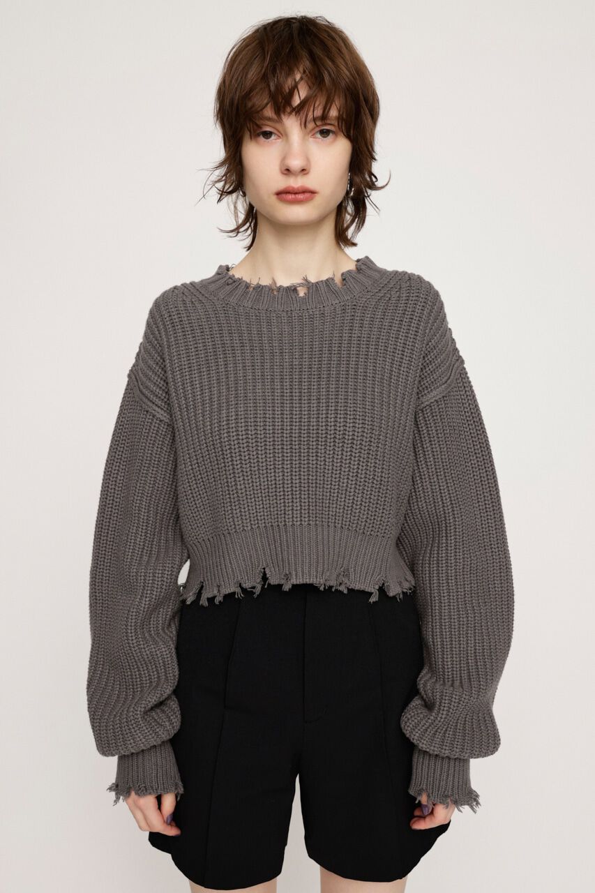 SLY「DAMAGE CROPPED KNIT トップス」|ニット・セーター|