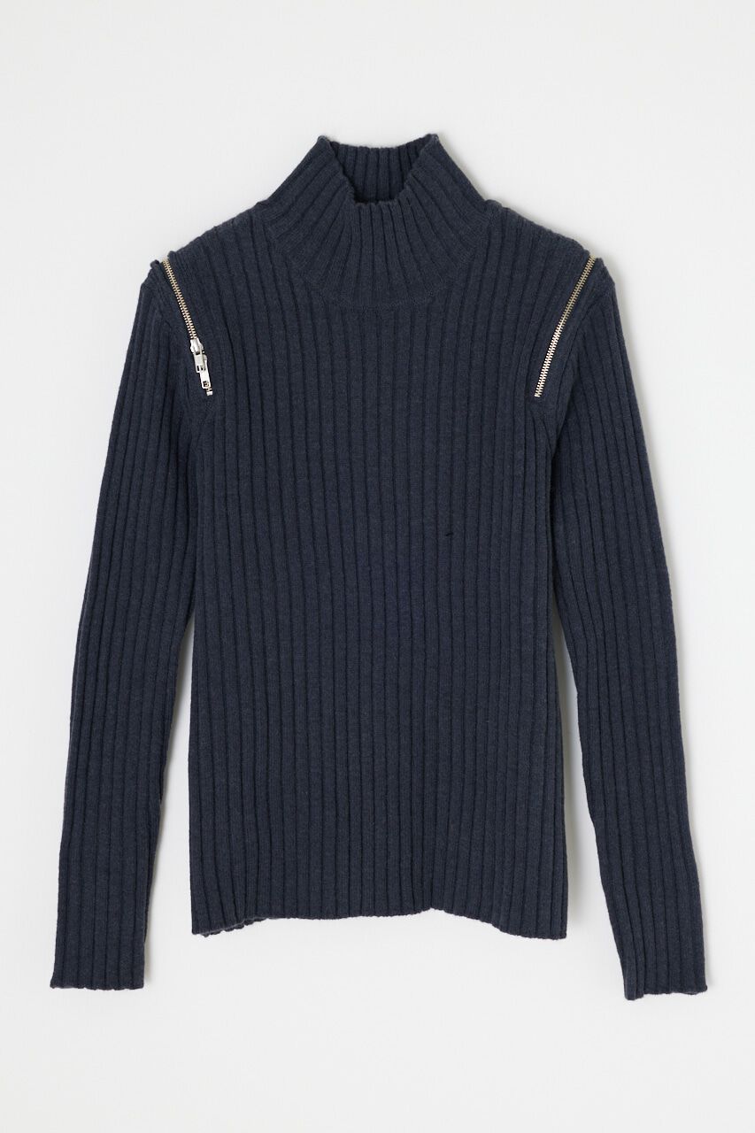 SLY「SHOULDER ZIP OPEN RIB MG トップス」|ニット・セーター|L/BLK1