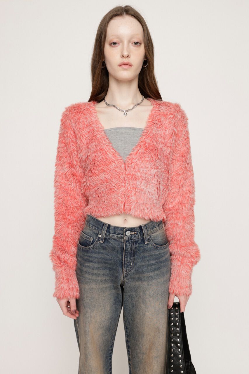 SLY「MINKY CROPPED COMPACT カーディガン」|カーディガン|M/RED7