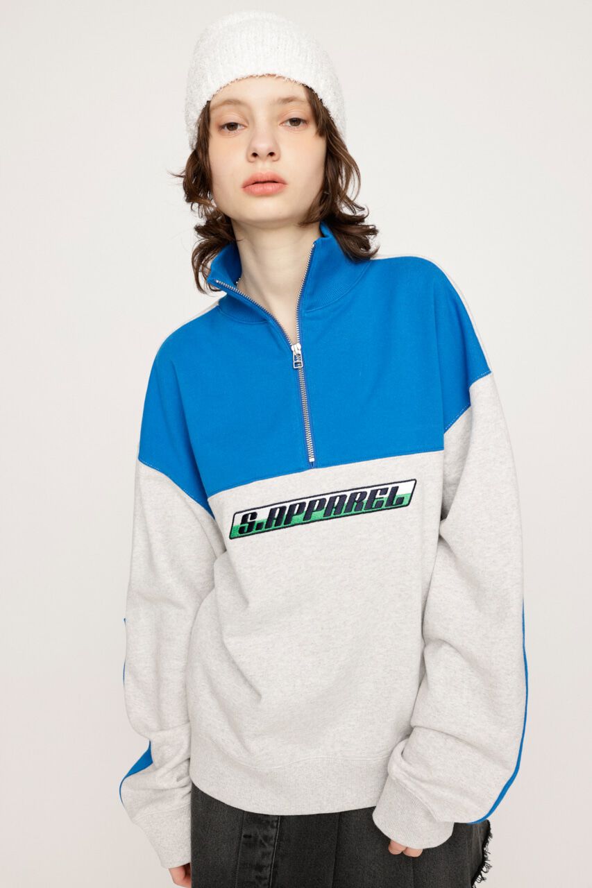 SLY「BI-COLOR HALF ZIP スウェット」|Tシャツ・カットソー|