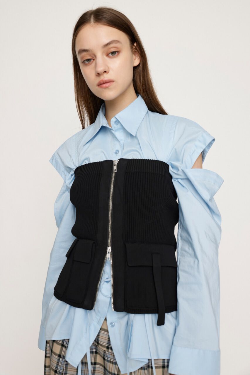 SLY「PK KNIT BUSTIER」|チューブトップ|BLK