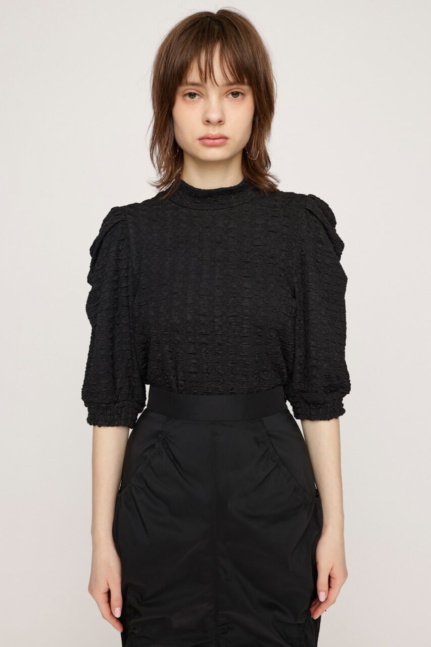 SLY「PUFF SLEEVE GATHER CUT トップス」|Tシャツ・カットソー|BLK