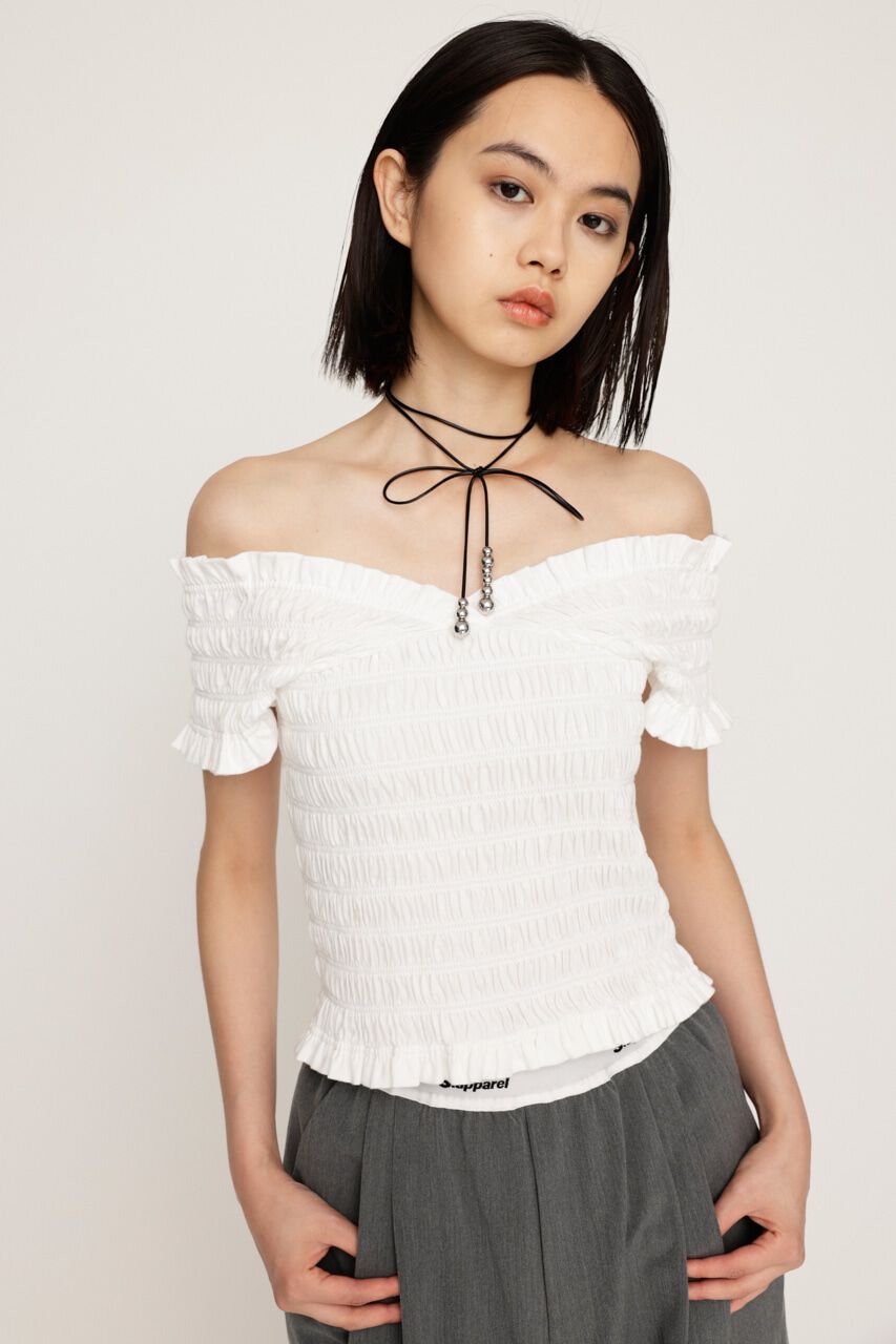 SLY「2WAY SHIRRING BUSTIER トップス」|タンクトップ|WHT