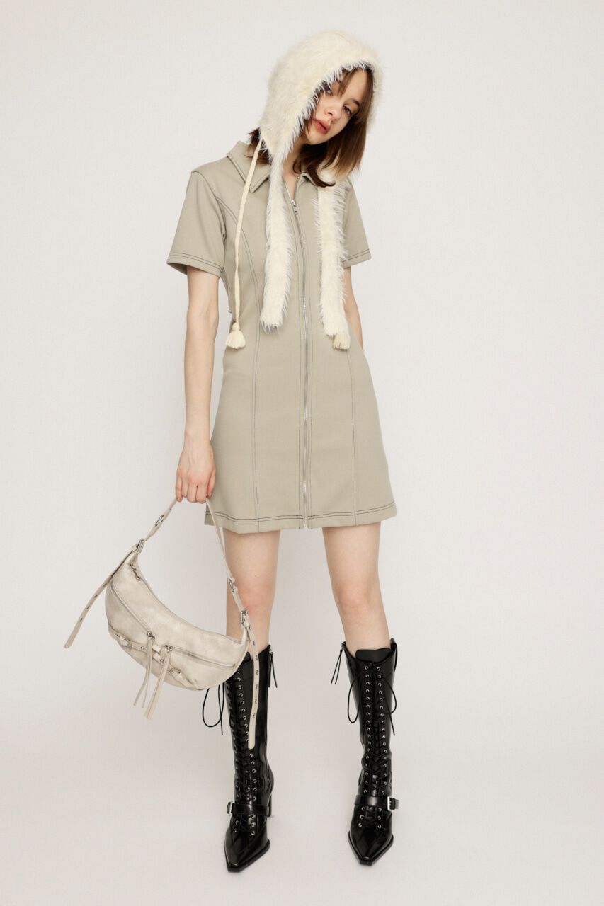 SLY「FRONT ZIP BACK OPEN ショートワンピース」|ワンピース|