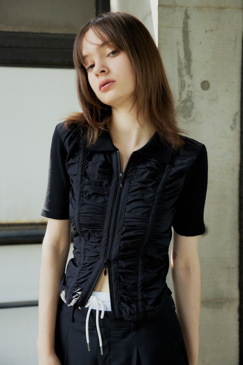SLY「FRONT GATHER ZIP トップス」|Tシャツ・カットソー|