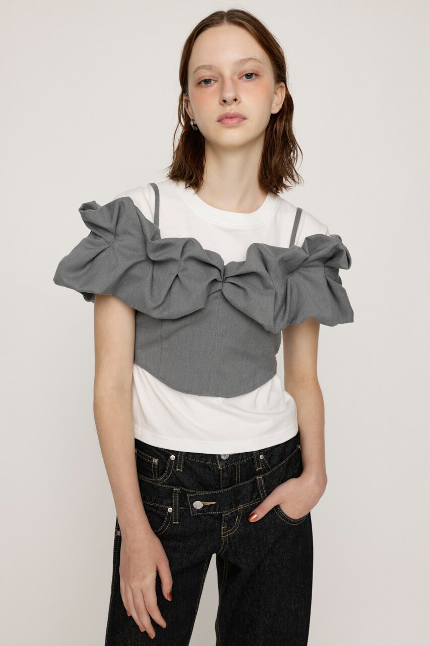 SLY「BALLON SLEEVE CAMI BUSTIER」|キャミソール|GRY