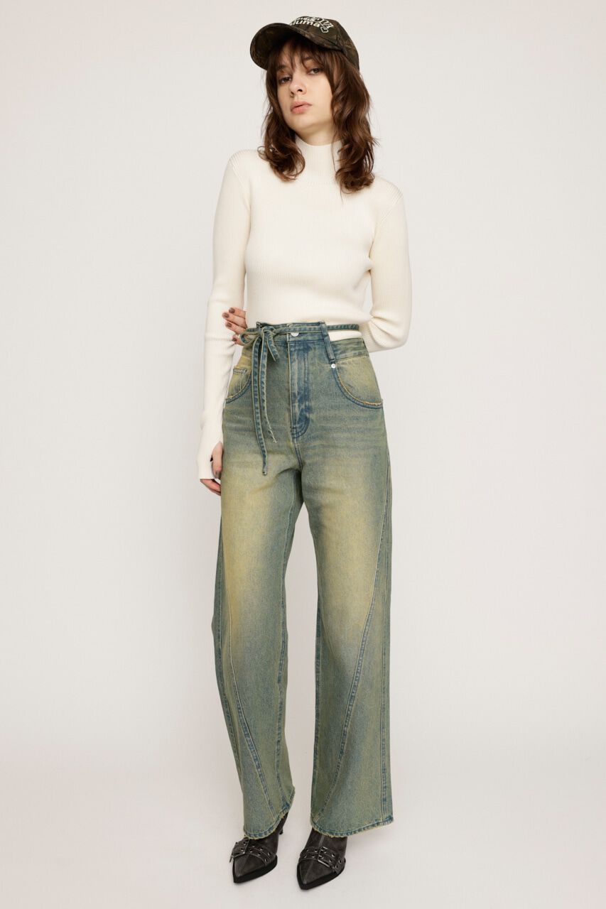 SLY「CUT OFF WAIST STRAIGHT パンツ」|デニム|