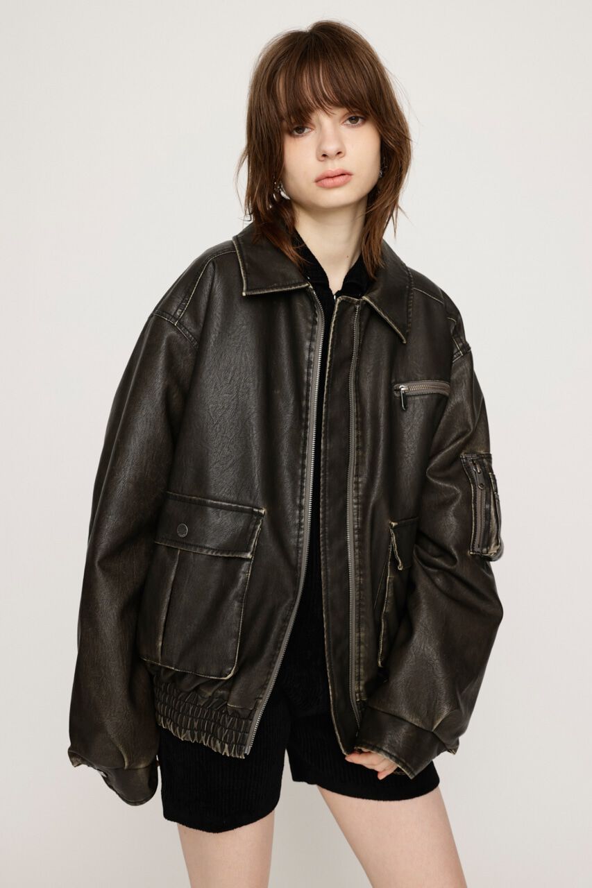 SLY「VINTAGE F／LEATHER S／ブルゾン」|ブルゾン・スタジャン|