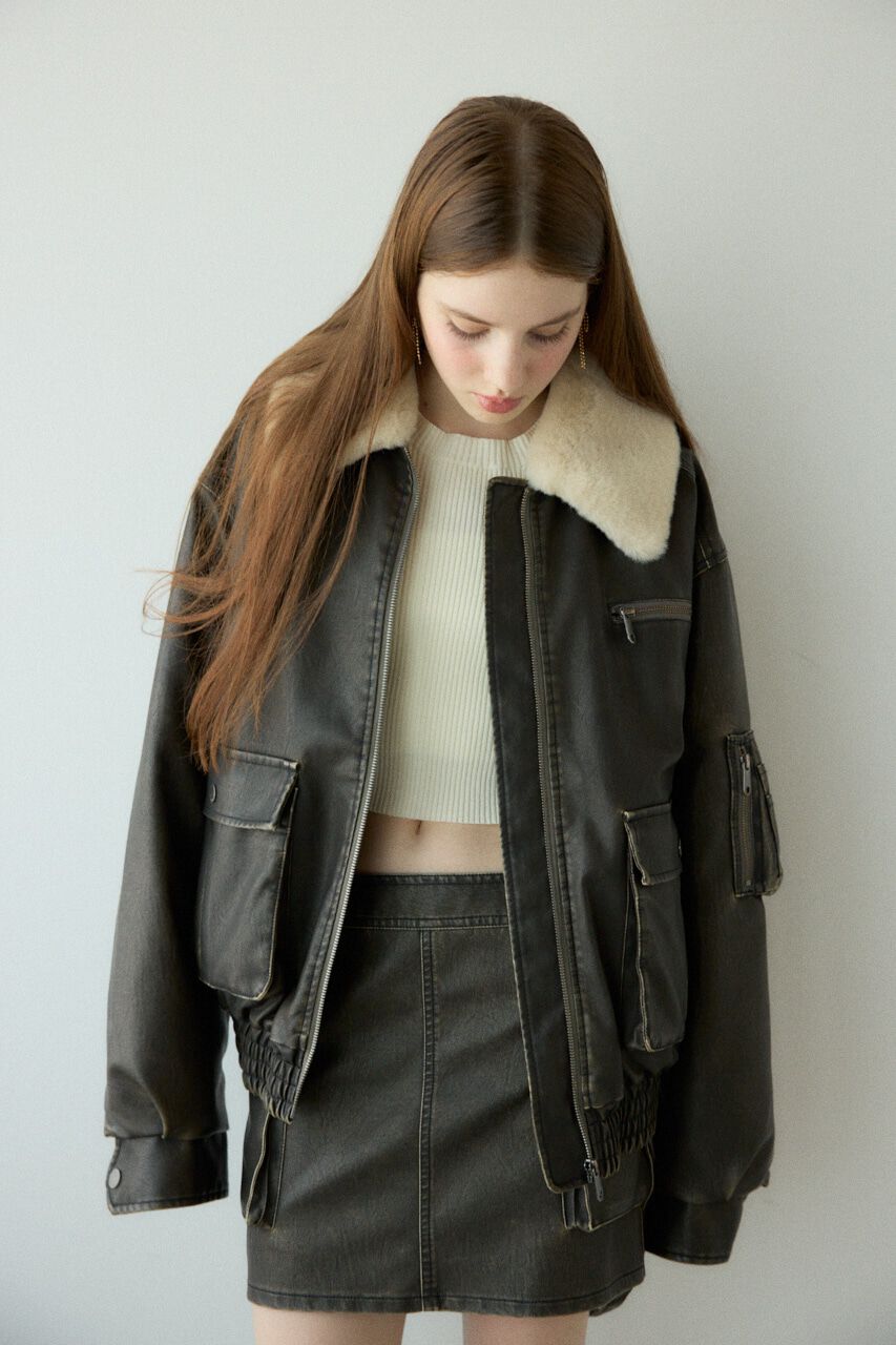 SLY「VINTAGE F／LEATHER S／ブルゾン」|ブルゾン・スタジャン|