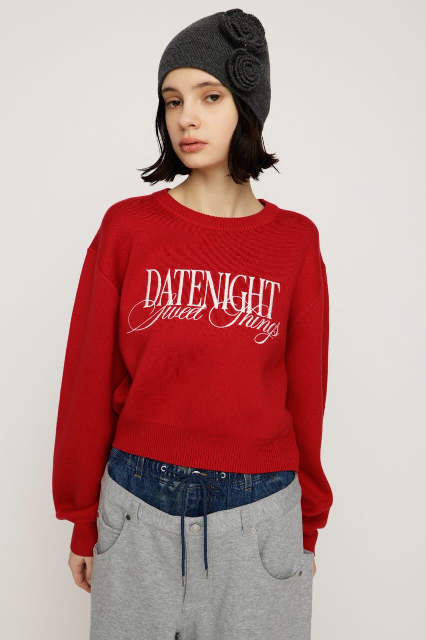 SLY「FRONT LOGO KNIT トップス」|ニット・セーター|RED
