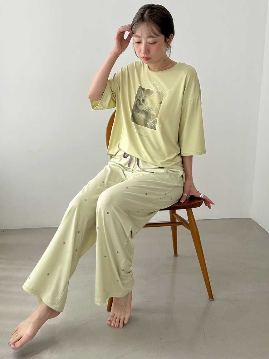 SNIDEL HOME「総柄ロングパンツ」|ルームウェア|GRN