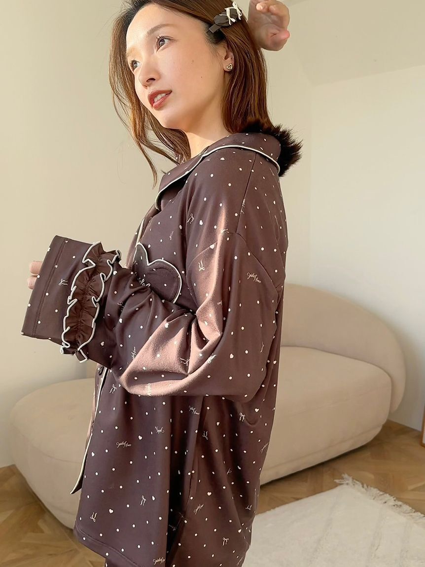 SNIDEL HOME「ハートドット柄開襟シャツ」|ルームウェア|