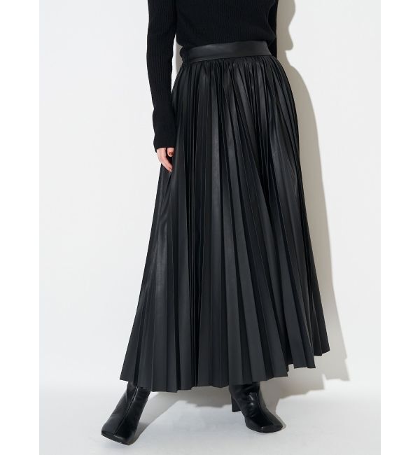ELENDEEK「FAUX LEATHER PLEATS SK」|スカート|ブラック