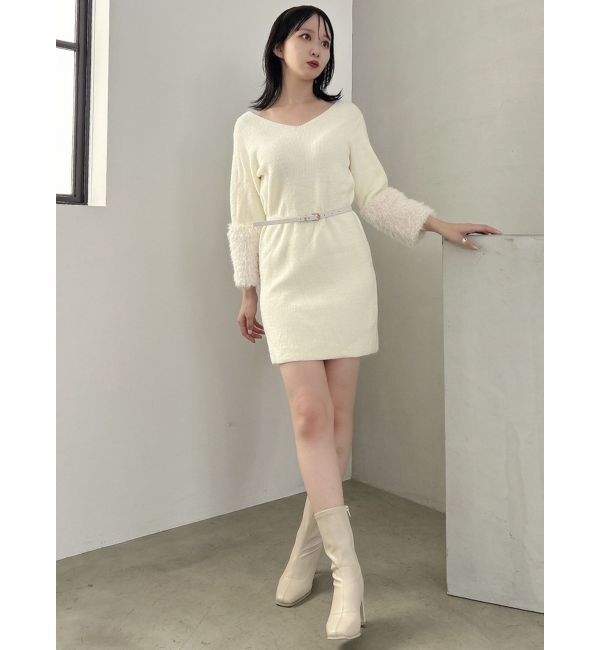 dazzlin「ボリュームファースリーブビットミニワンピース」|ワンピース|