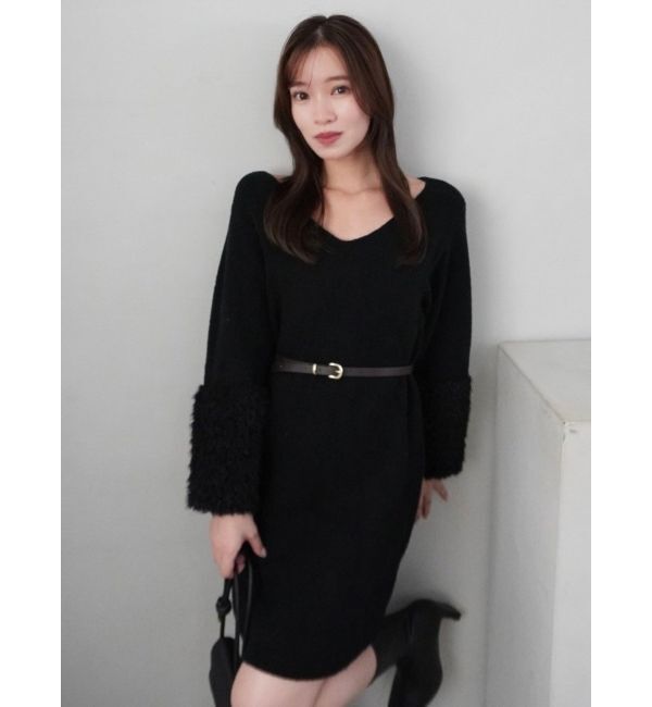 dazzlin「ボリュームファースリーブビットミニワンピース」|ワンピース|