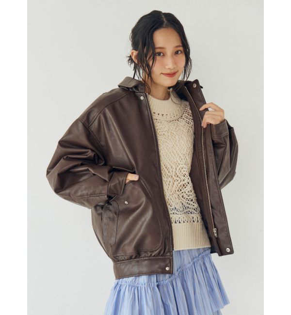 Ungrid「ポケットデザインフェイクレザーブルゾン」|ブルゾン・スタジャン|