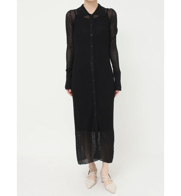 LAGUNAMOON「オープンワークパターンカラーニットワンピース」|ワンピース|