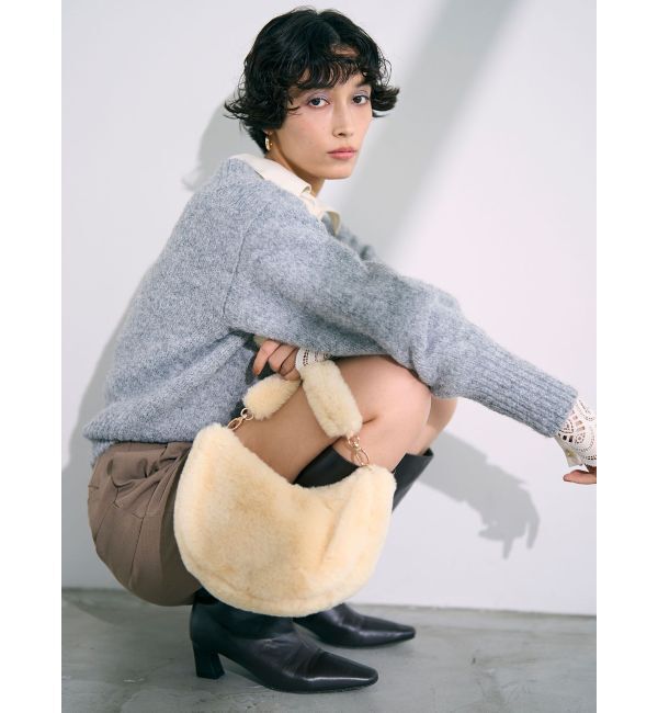 LAGUNAMOON「【WEB限定】Vネックカラーショートニットプルオーバー」|ニット・セーター|