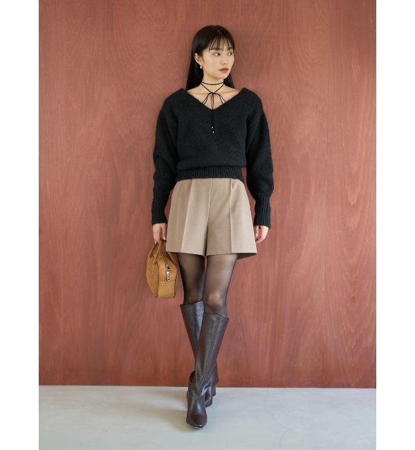 LAGUNAMOON「【WEB限定】Vネックカラーショートニットプルオーバー」|ニット・セーター|