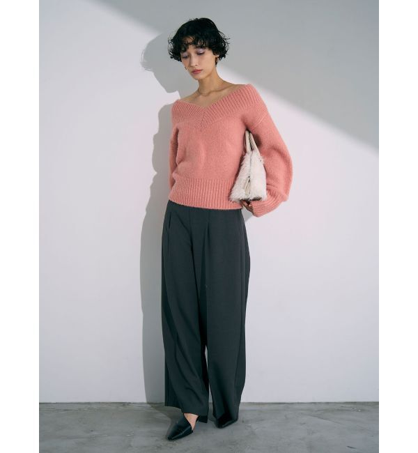 LAGUNAMOON「【WEB限定】Vネックカラーショートニットプルオーバー」|ニット・セーター|