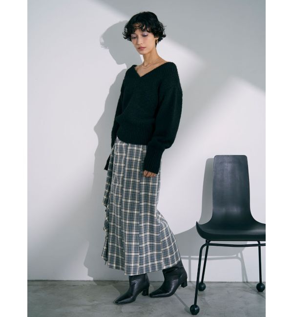 LAGUNAMOON「【WEB限定】Vネックカラーショートニットプルオーバー」|ニット・セーター|