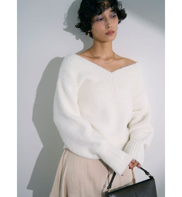 LAGUNAMOON「【WEB限定】Vネックカラーショートニットプルオーバー」|ニット・セーター|