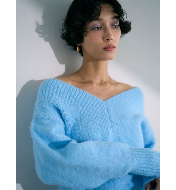 LAGUNAMOON「【WEB限定】Vネックカラーショートニットプルオーバー」|ニット・セーター|