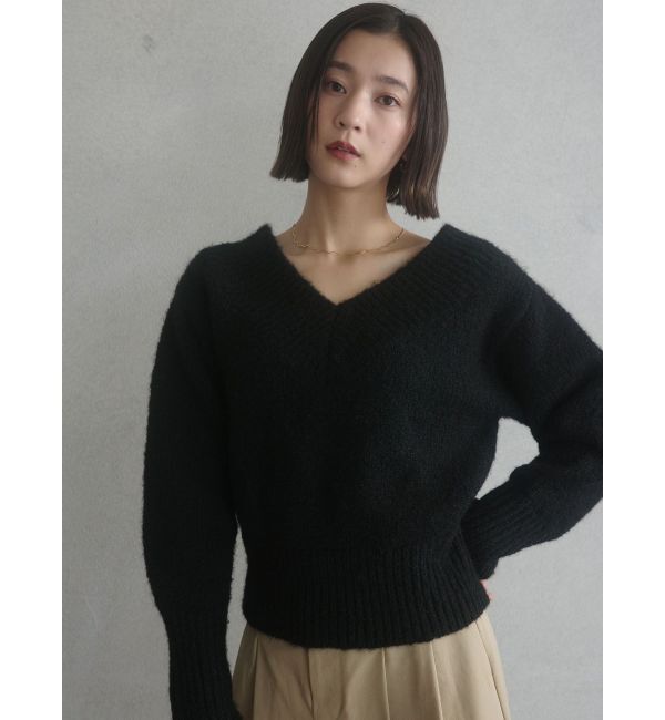 LAGUNAMOON「【WEB限定】Vネックカラーショートニットプルオーバー」|ニット・セーター|