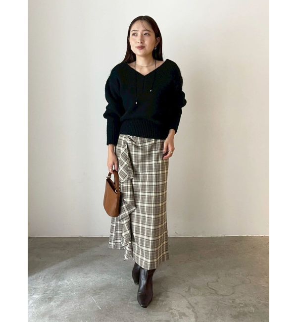 LAGUNAMOON「【WEB限定】Vネックカラーショートニットプルオーバー」|ニット・セーター|