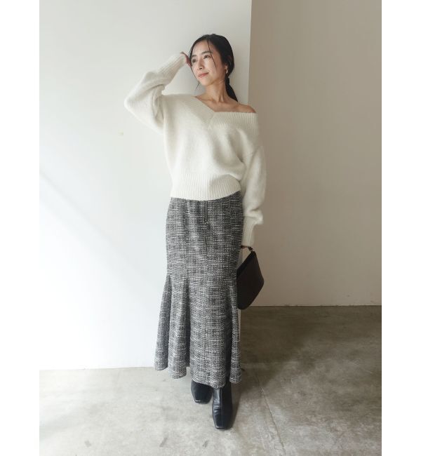 LAGUNAMOON「【WEB限定】Vネックカラーショートニットプルオーバー」|ニット・セーター|