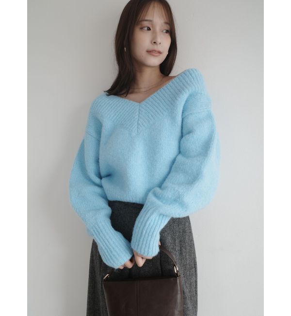 LAGUNAMOON「【WEB限定】Vネックカラーショートニットプルオーバー」|ニット・セーター|