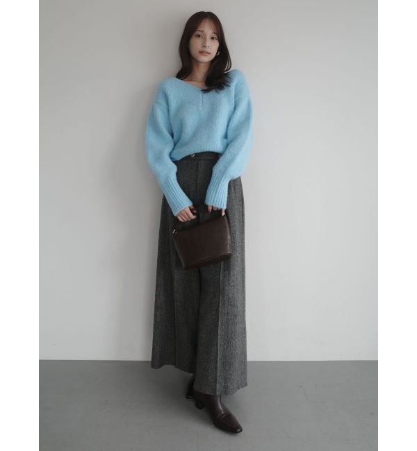 LAGUNAMOON「【WEB限定】Vネックカラーショートニットプルオーバー」|ニット・セーター|